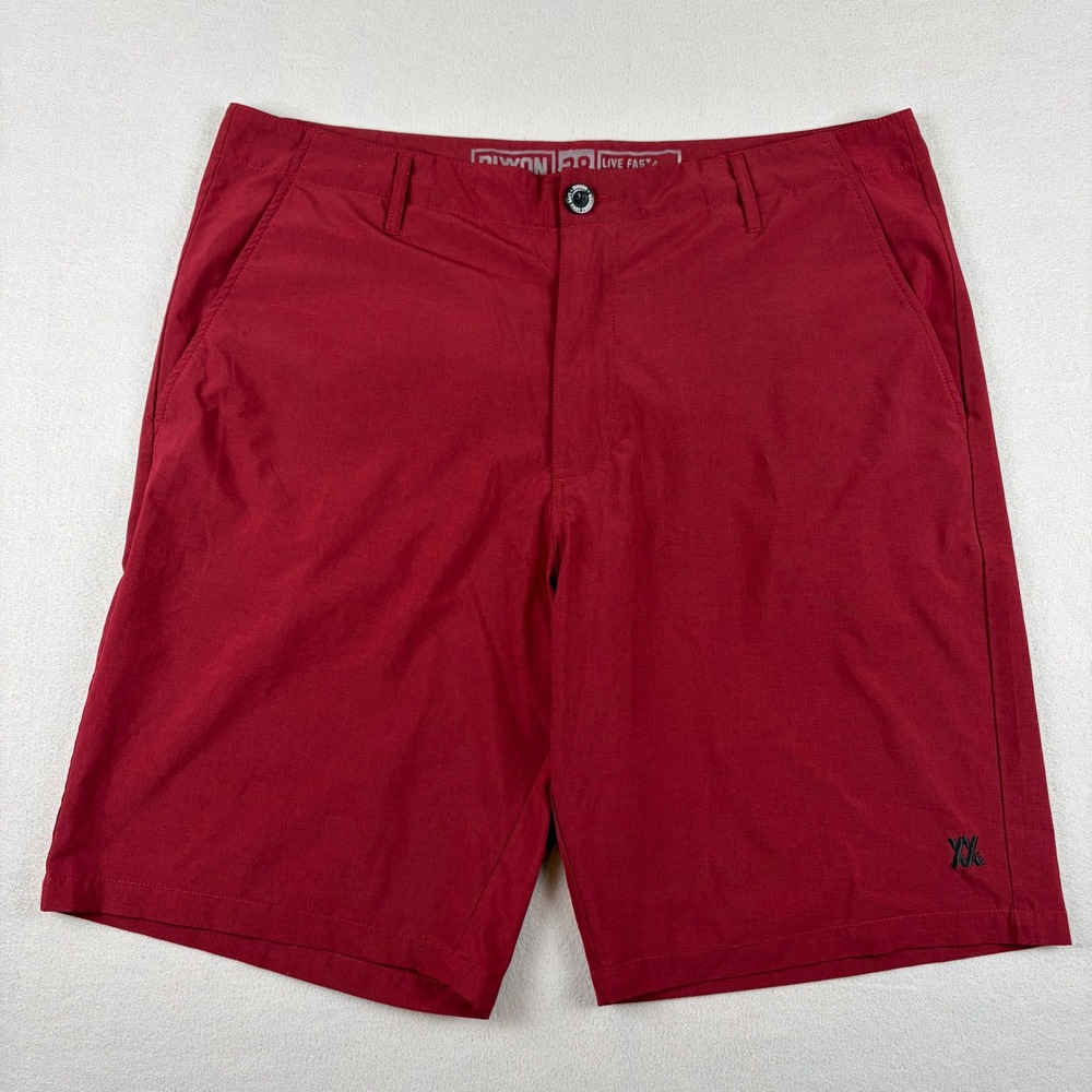 Dixxon Flannel Co Mens Hybrid Shorts Red Maroon Stretch Size 38